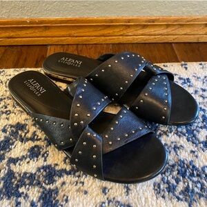 Alfani Women's Black Studded Crisscross Sandals